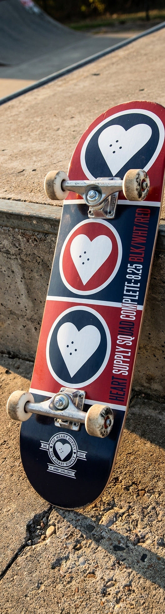 The HEART SUPPLY SQUAD COMPLETE-8.25 BLK/WHT/RED: Your Essential Ride, Your Unseen Support — SPARX Board Co.