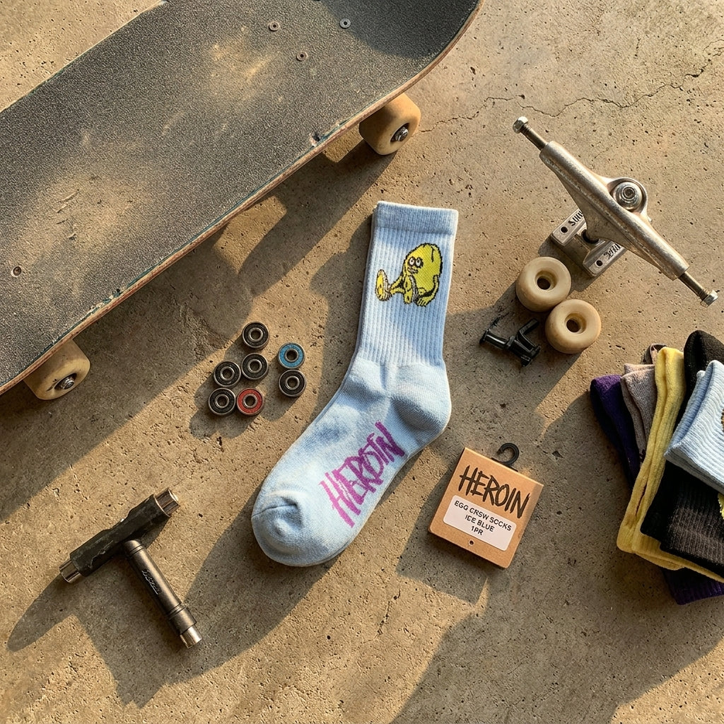 Unpacking “HEROIN EGG CREW SOCKS ICE BLUE 1PR”: A SPARX Story of Raw Authenticity — SPARX Board Co.