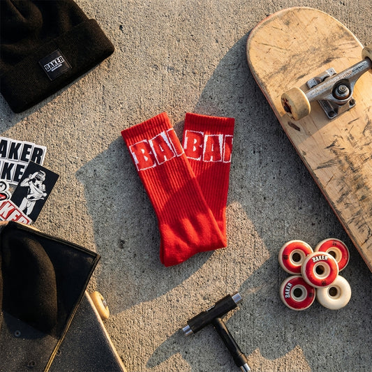 BAKER BRAND LOGO CREW SOCKS RED: More Than Just a Statement — SPARX Board Co.