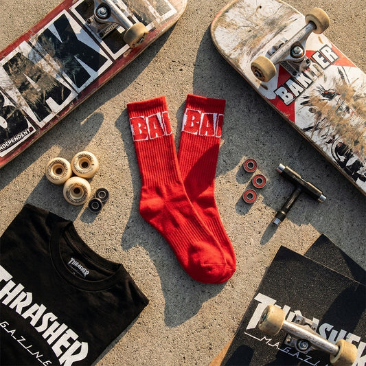 Beyond the Thread: Decoding the BAKER BRAND LOGO CREW SOCKS RED Message — SPARX Board Co.
