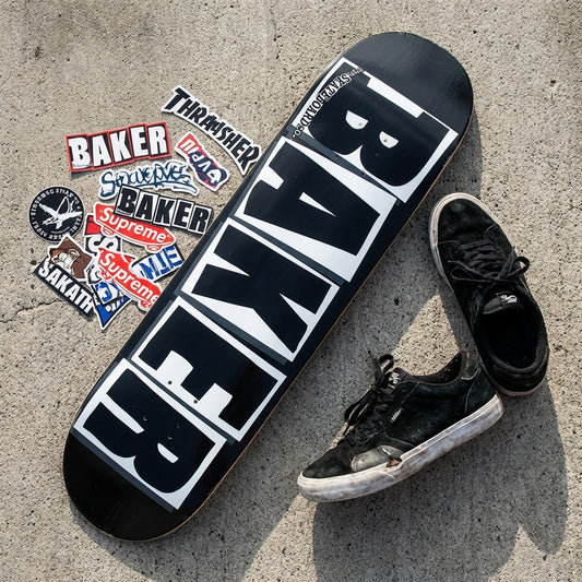 Beyond the Board: Riding with the "Baker Brand Logo Deck Black/White - 8.47" — SPARX Board Co.