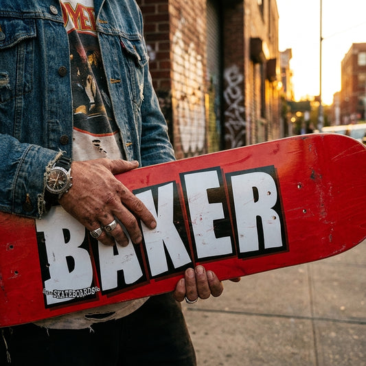 Baker Brand Logo Deck Red/White - 8.25": The Message Under Your Feet — SPARX Board Co.