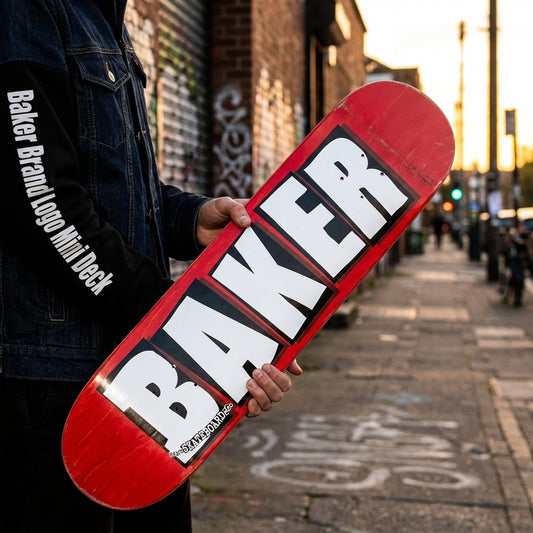Baker Brand Logo Mini Deck Red/White - 7.3": Ride with Raw Authenticity — SPARX Board Co.