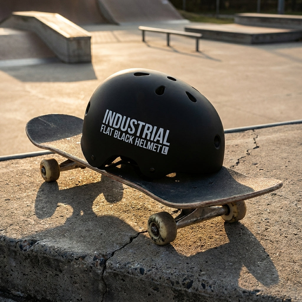 The Unseen Armor: 'INDUSTRIAL FLAT BLACK HELMET L' and the SPARX Skate Revolution — SPARX Board Co.
