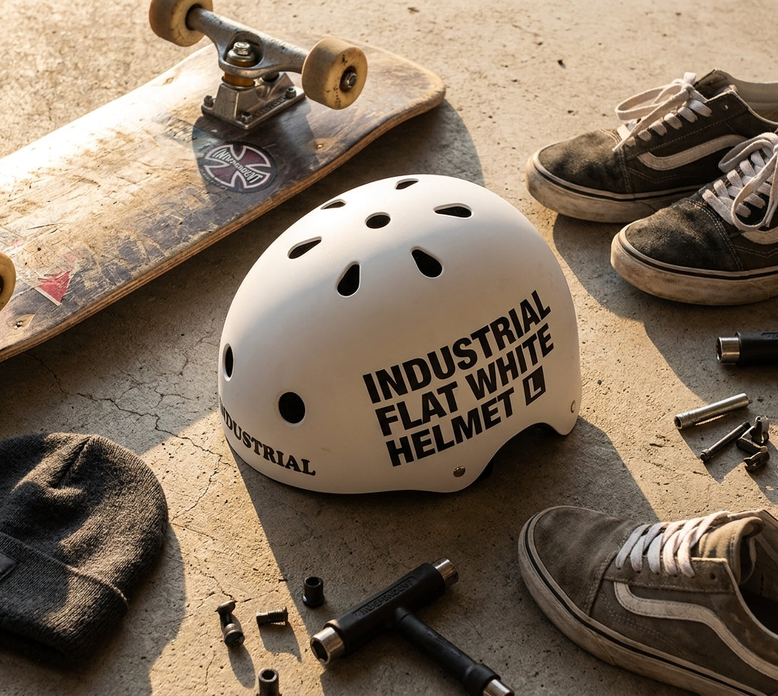 INDUSTRIAL FLAT WHITE HELMET L: Your Mind, Your Ride, Your Shield — SPARX Board Co.
