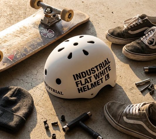 INDUSTRIAL FLAT WHITE HELMET L: Your Mind, Your Ride, Your Shield — SPARX Board Co.