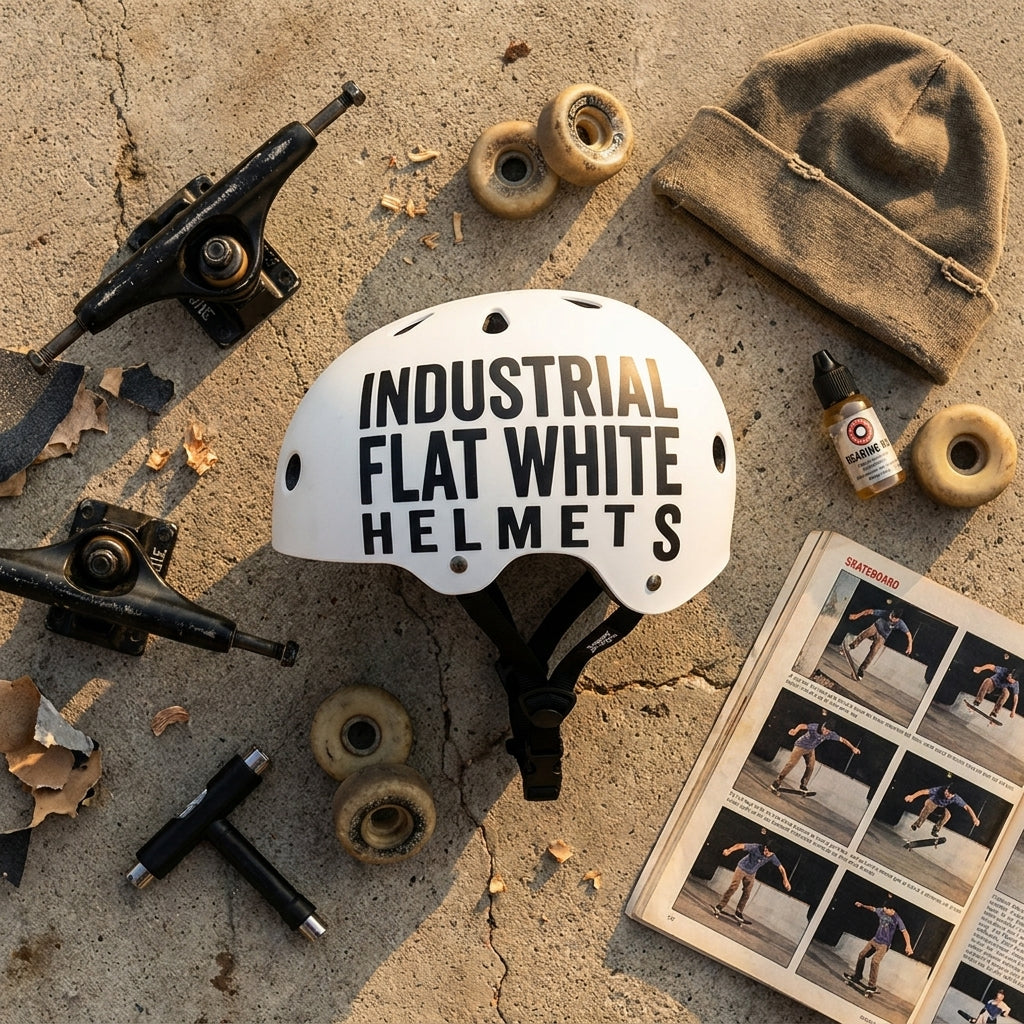 INDUSTRIAL FLAT WHITE HELMET S: Protect Your Progress, Own Your Grind — SPARX Board Co.