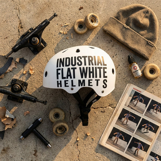 INDUSTRIAL FLAT WHITE HELMET S: Protect Your Progress, Own Your Grind — SPARX Board Co.