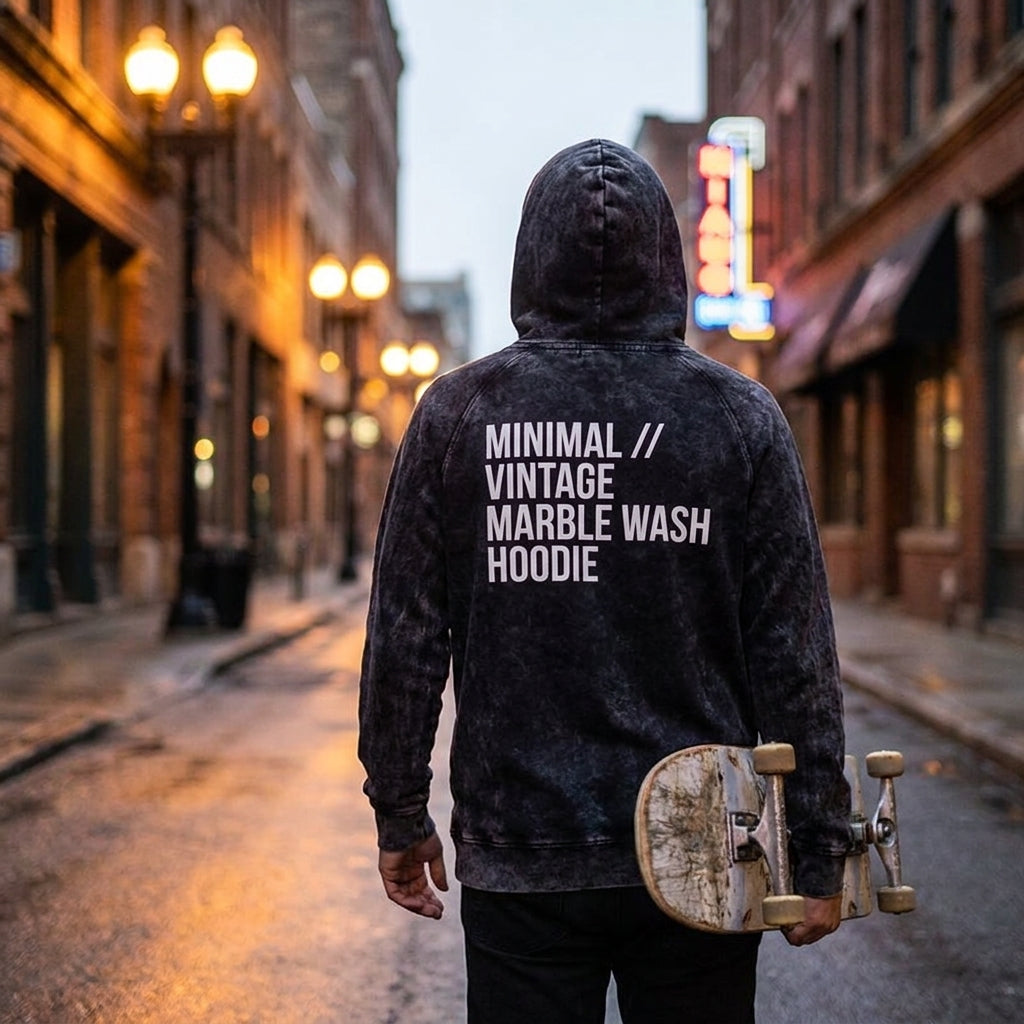 Embrace the Essence: Unpacking the 'Minimal // Vintage Marble Wash Hoodie' Message — SPARX Board Co.
