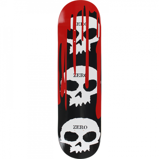 ZERO 3 SKULL WITH BLOOD DECK-7.25 BLK/WHT/RED — Zero Skateboard Deck