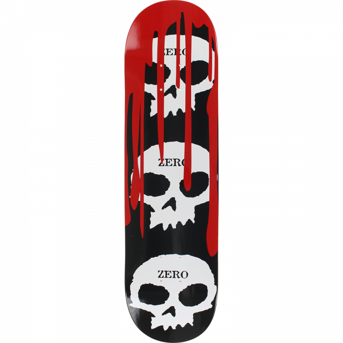 ZERO 3 SKULL WITH BLOOD DECK-8.25 BLK/WHT/RED — Zero Skateboard Deck
