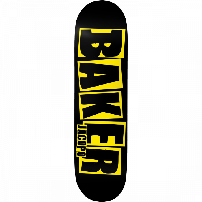 Baker Carozzi Brand Logo Danger Deck Yellow - 8.0" — Baker Skateboard Deck