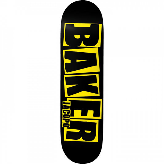 Baker Carozzi Brand Logo Danger Deck Yellow - 8.0" — Baker Skateboard Deck