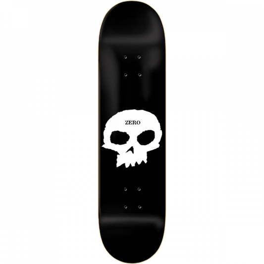 ZERO SINGLE SKULL DECK-7.25 BLK/WHT — Zero Skateboard Deck