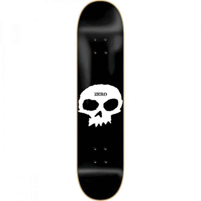 ZERO SINGLE SKULL DECK-7.75 BLK/WHT — Zero Skateboard Deck